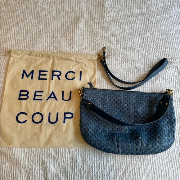 Clare V Sky Blue Woven Moyen Messenger - Picture 4 of 6